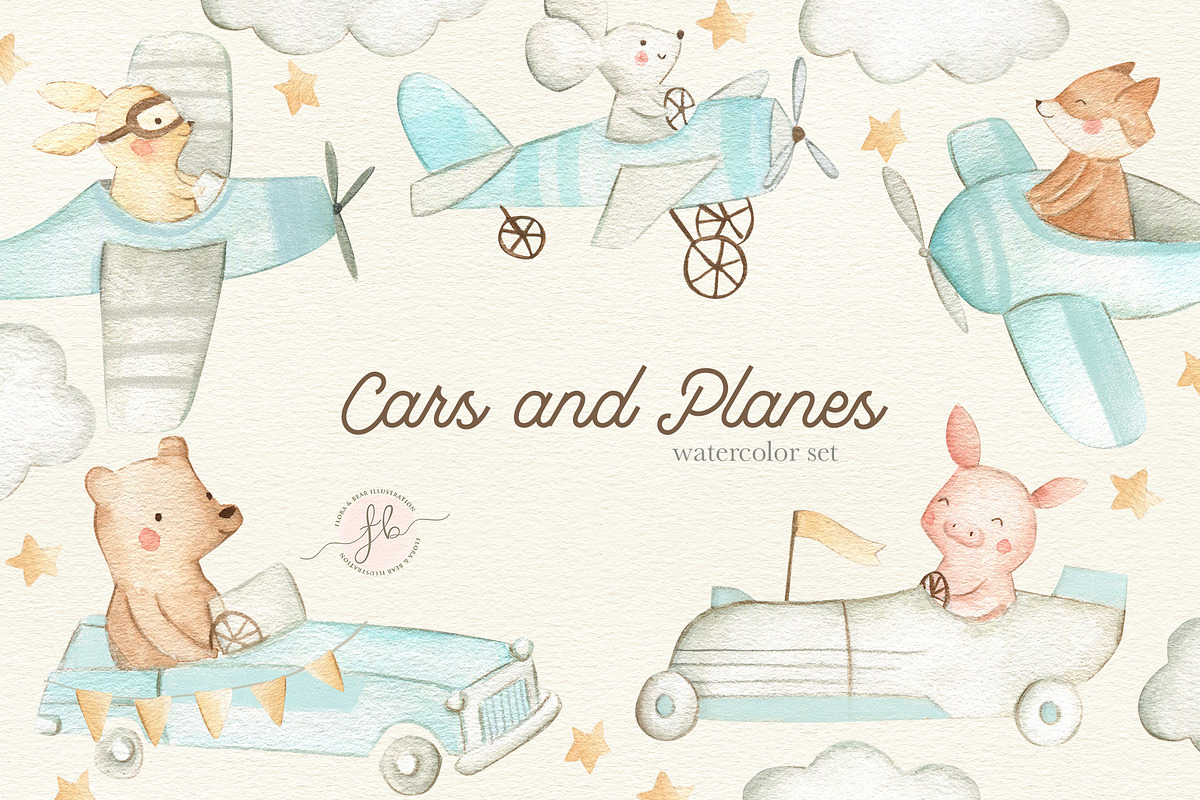 Planes and Cars, a Transportation Illustration by Flora+Bear (Photo 1 of 4)