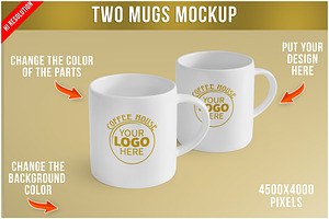 Two Mugs Mockup