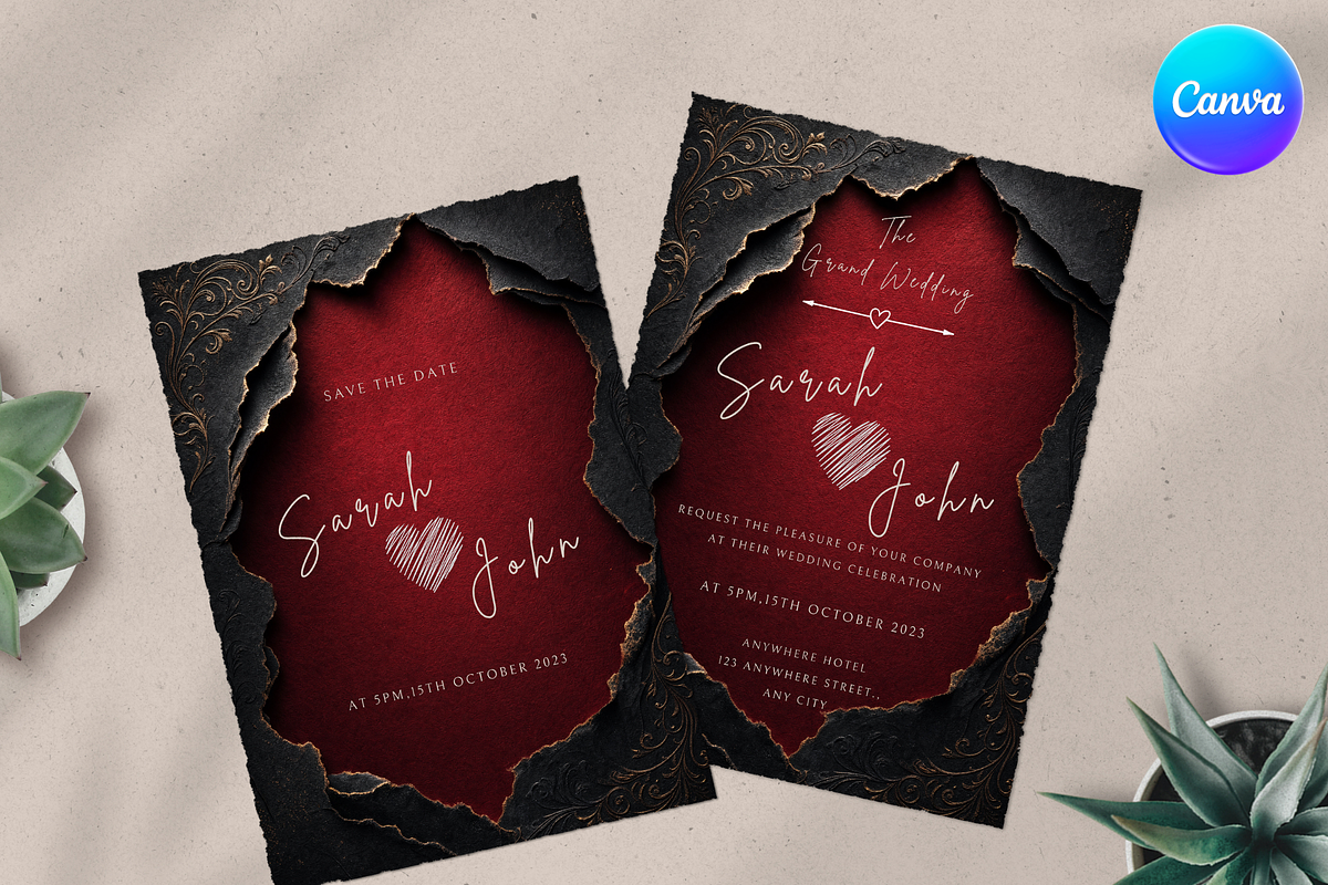 Red Torn Paper Wedding Invitation, an Invitation Template by InvitingStorys (Photo 5 of 12)