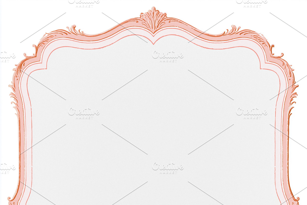 Ornate rococo style pink frame with copy space, elegant vintage, an Illustration by Studio ANNA