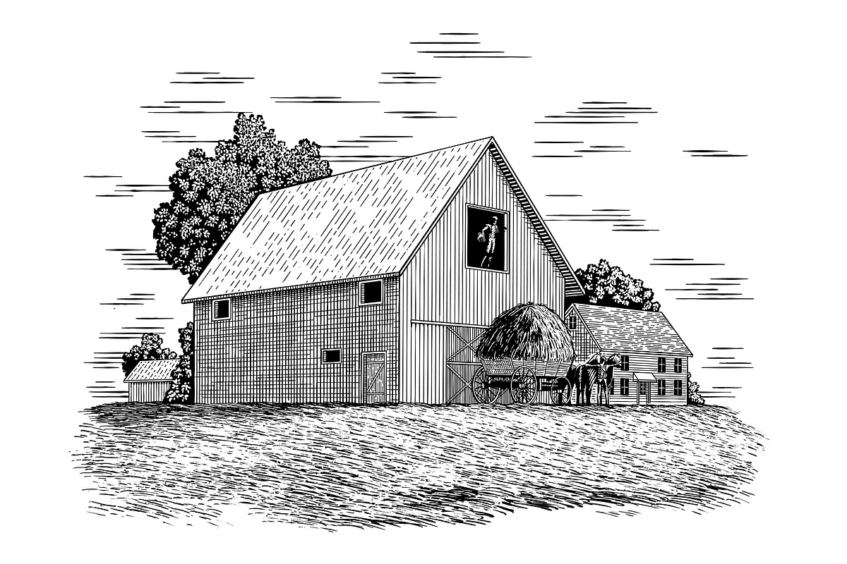 Woodcut Hay Farmers, an Illustration by blue67sign (Photo 1 of 2)