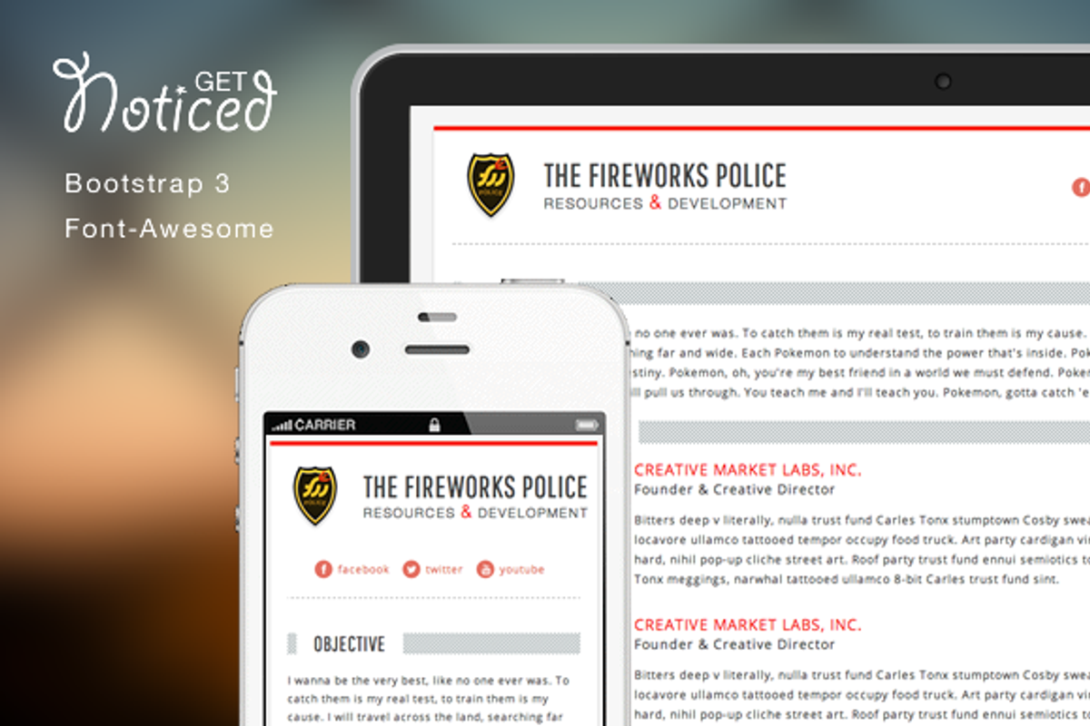 Noticed - Responsive Resume, a Bootstrap Template by FWPolice (Photo 2 of 4)