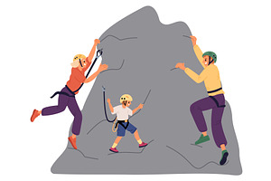 Young family climbing on stone, a Person Illustration by Vectorbuum