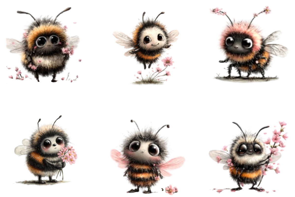Whimsical Spring Bee Clipart PNG, an Illustration by Designking (Photo 4 of 5)