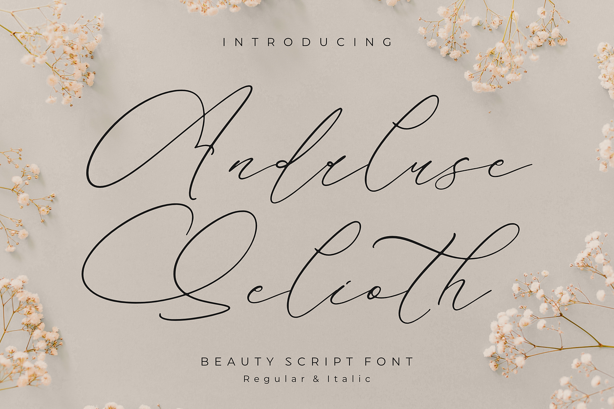 Andaluse Selioth Beauty Script Font, a Script Font by Storytype Studio (Photo 1 of 15)