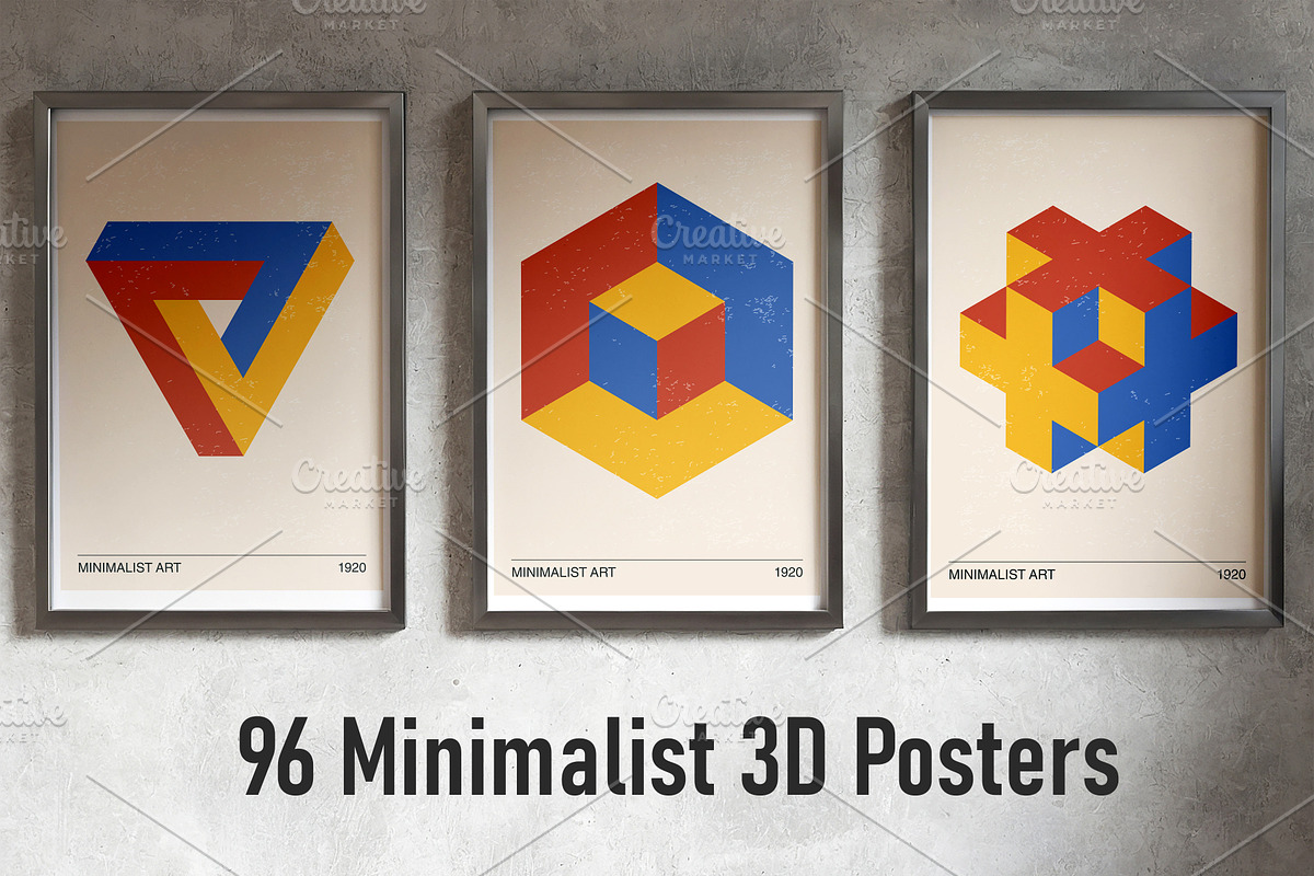 3D Geometry Printable Wall Art Set, a Background Graphic by C Design Studio (Photo 1 of 28)