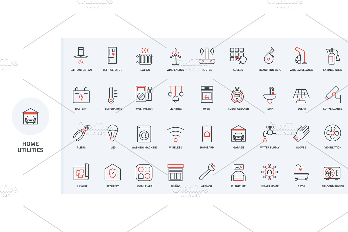 Energy gas heating water icons, a Technology Illustration by Lemberg Vector