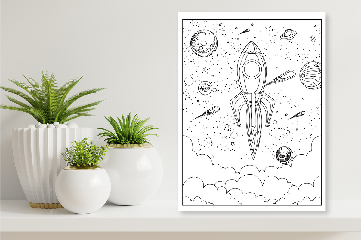 215 Vector Space Coloring Pages, an Illustration by Blue Digital Studio (Photo 3 of 5)
