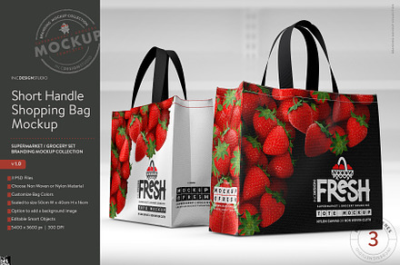 Short Handle Eco Shopping Bag Mockup, a Packaging Mockup by INCDesign