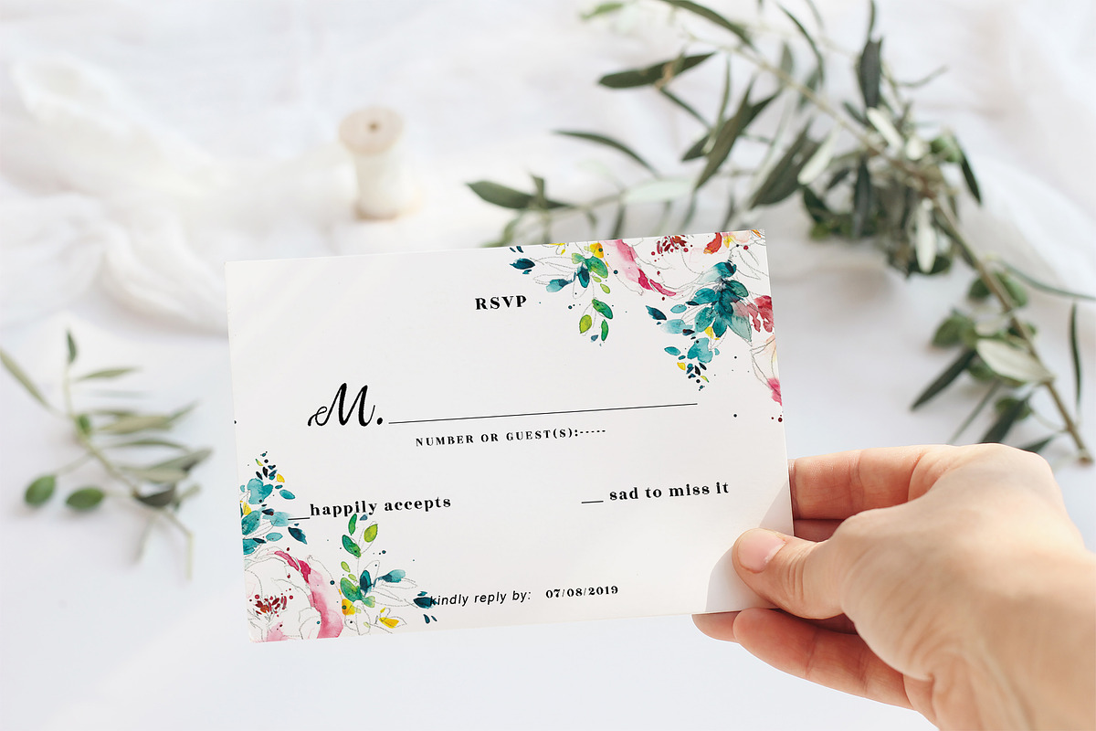 Flower wedding card set, a Card Template by TurquoiseDesign (Photo 1 of 6)