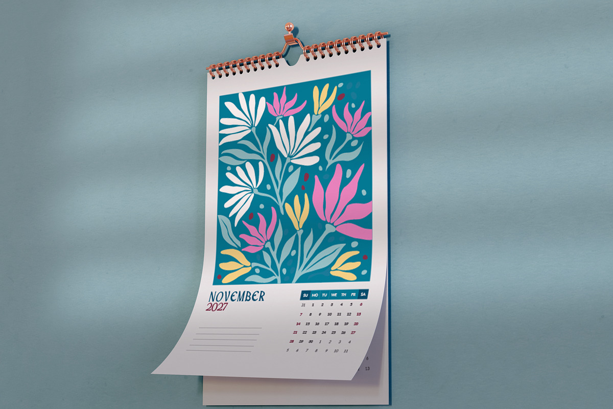 2027 Floral Calendar Template Vector, a Stationery Template by Peacock_design (Photo 14 of 15)