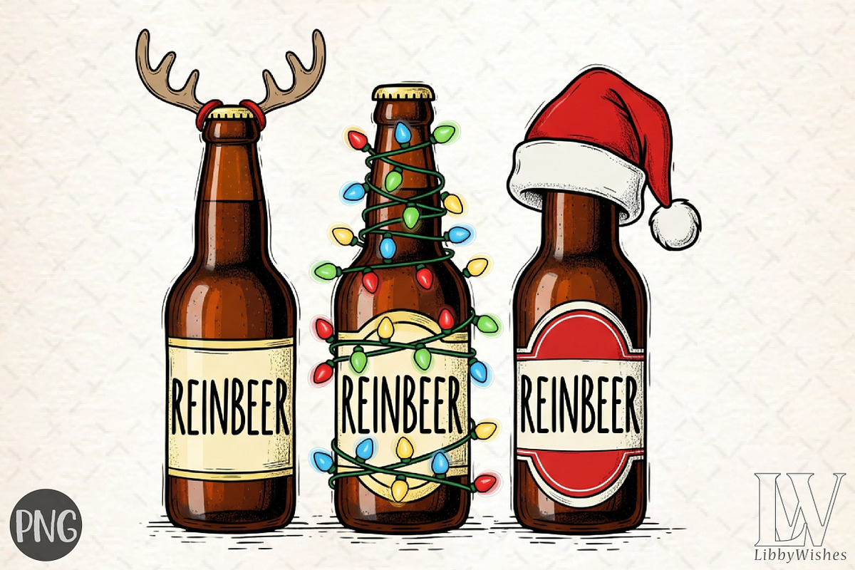 Beer Christmas, Funny Christmas PNG, an Illustration by Libby Wishes (Photo 1 of 6)