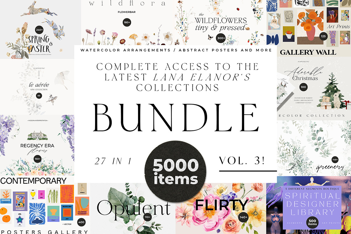 BUNDLE Vol.3 - 5000 graphics 27 in 1, a Decorative Illustration by Lana Elanor (Photo 1 of 30)