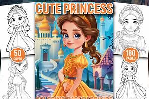 Beautiful Cute Princess Coloring Pag, a Person Illustration by Design Station