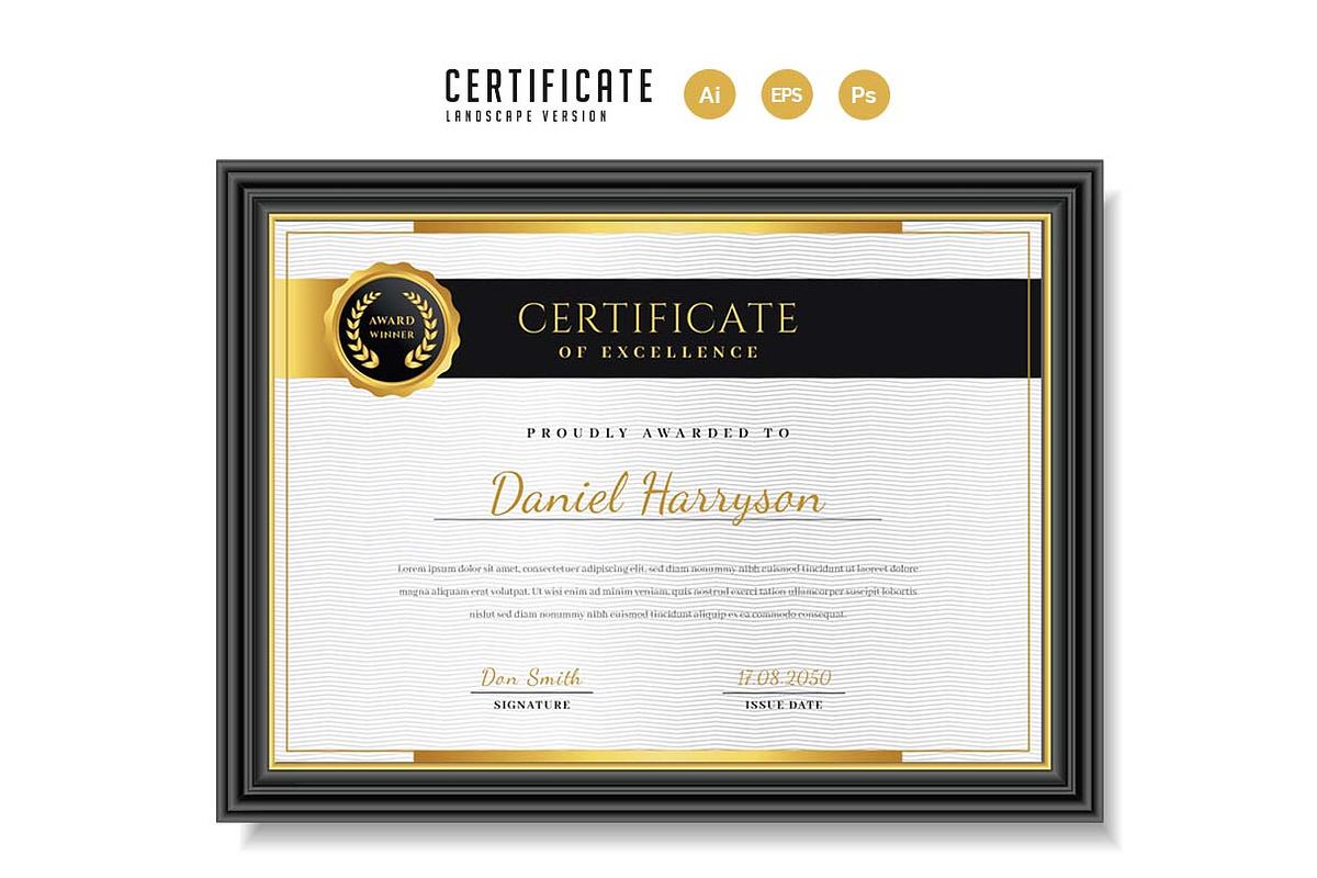 374. Modern Certificate Template, a Stationery Template by CreativeRezwan (Photo 2 of 3)