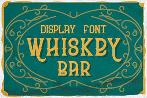 Whiskey bar font + 6 illustrations
