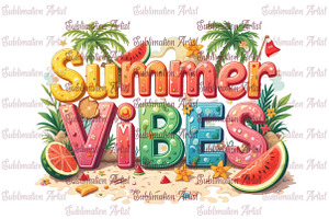 Retro Summer Vibes PNG, an Illustration by Sublimation Artist