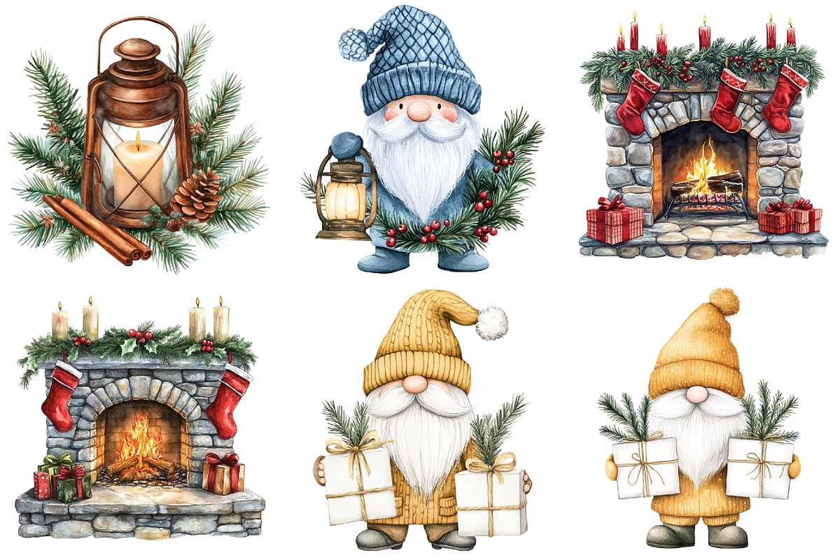 Merry Christmas Watercolor Clipart, a Seasonal Illustration by CitraGraphics (Photo 2 of 6)