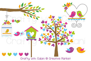 Love Bird with Heart Tree