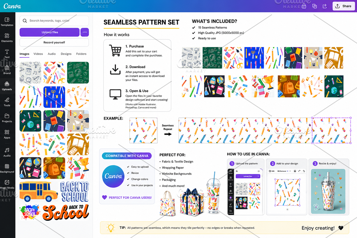Back to School Seamless Patterns, a Pattern Graphic by VIVAT Design Studio (Photo 4 of 4)
