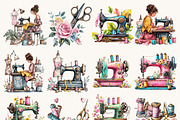 Watercolor Sewing Clipart Bundle, an Object Illustration by BusyDaydesign (Thumbnail 3 of 8)