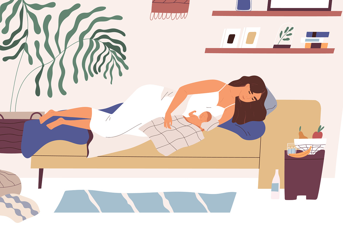 Mother sleeping with newborn baby, a Person Illustration by Good Studio (Photo 2 of 3)
