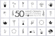 50 Hand Drawn Elements and Patterns, an Illustration by Free-PSD-Templates (Thumbnail 1 of 4)