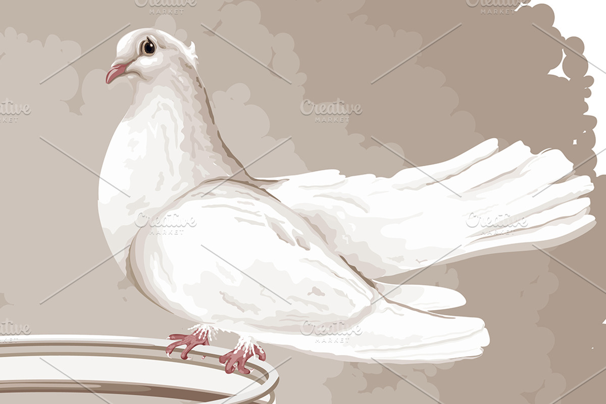 2 DOVES ON A RING IN VECTOR, a Decorative Illustration by Nadin_Lebedeva (Photo 2 of 4)
