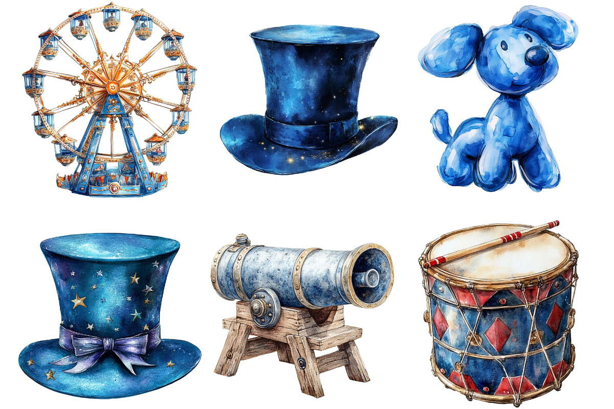 Watercolor Circus Festival PNG, an Illustration by SinaCreation (Photo 3 of 5)