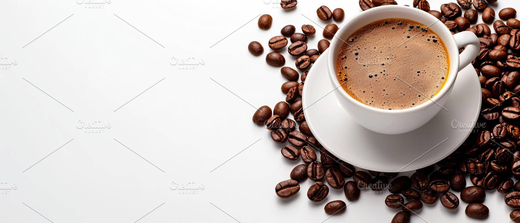 Freshly brewed cup of coffee with be, a Photo by LOGOCREATIVE