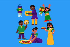 Diwali Activity Asset Illustration, an Illustration by graphicook