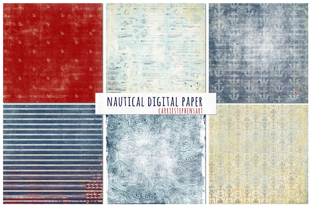 Nautical Digital Paper, Textured preview 5