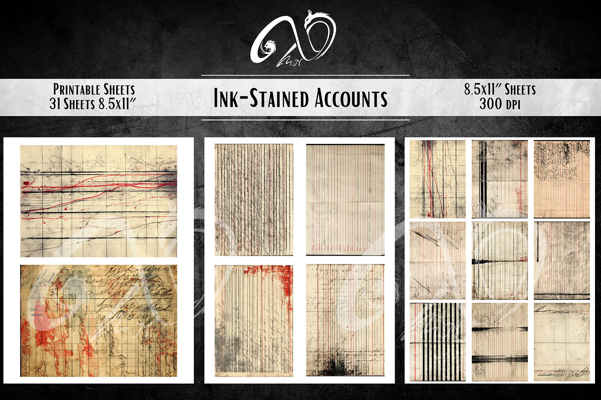 Ink-Stained Accounts: Antique Ledger, a Background Graphic by NiiiNArt (Photo 3 of 8)