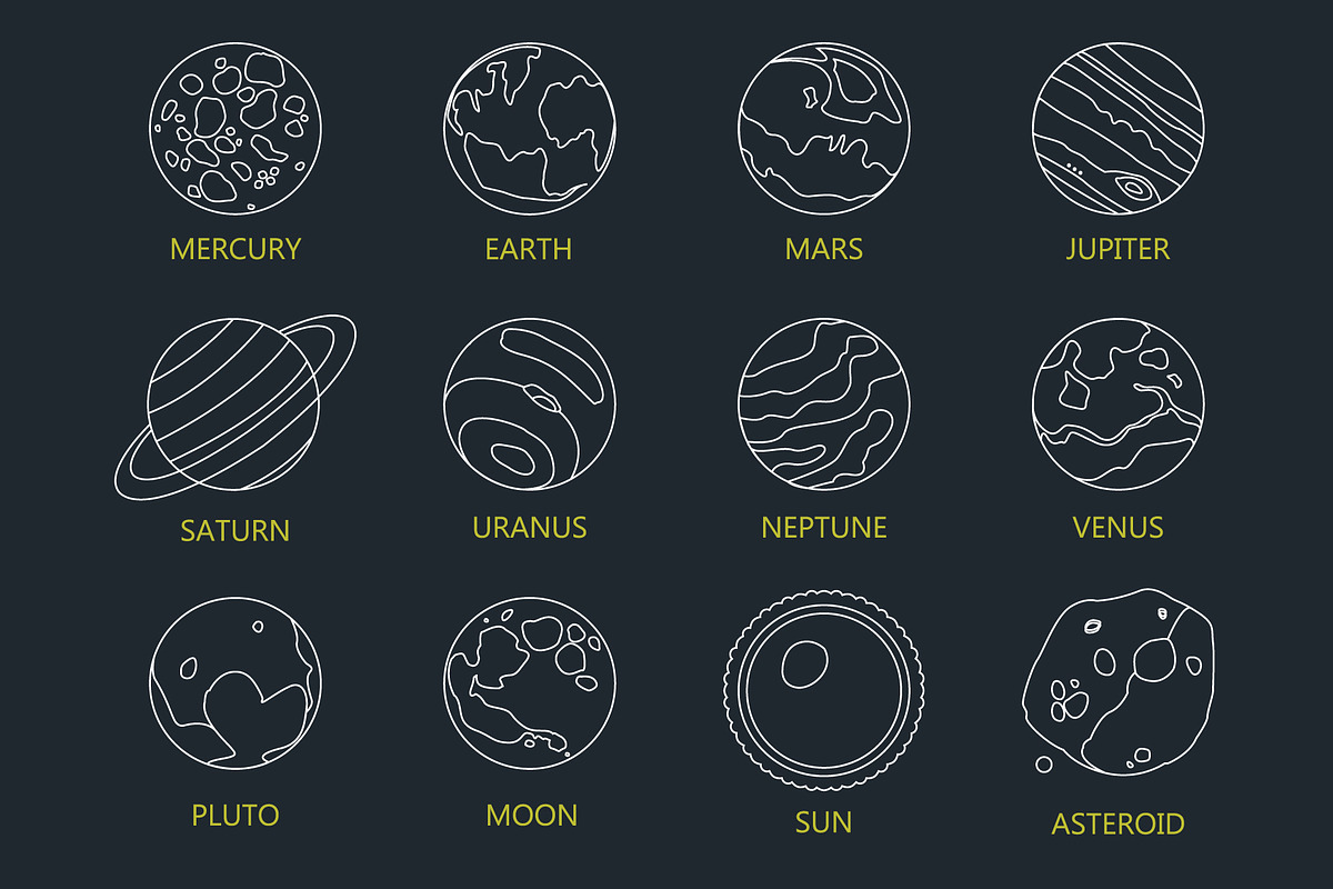 Line space icon set and pattern, an Outline Icon by narinadraban (Photo 2 of 6)