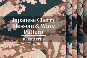 Japanese Cherry Blossom Wave Pattern