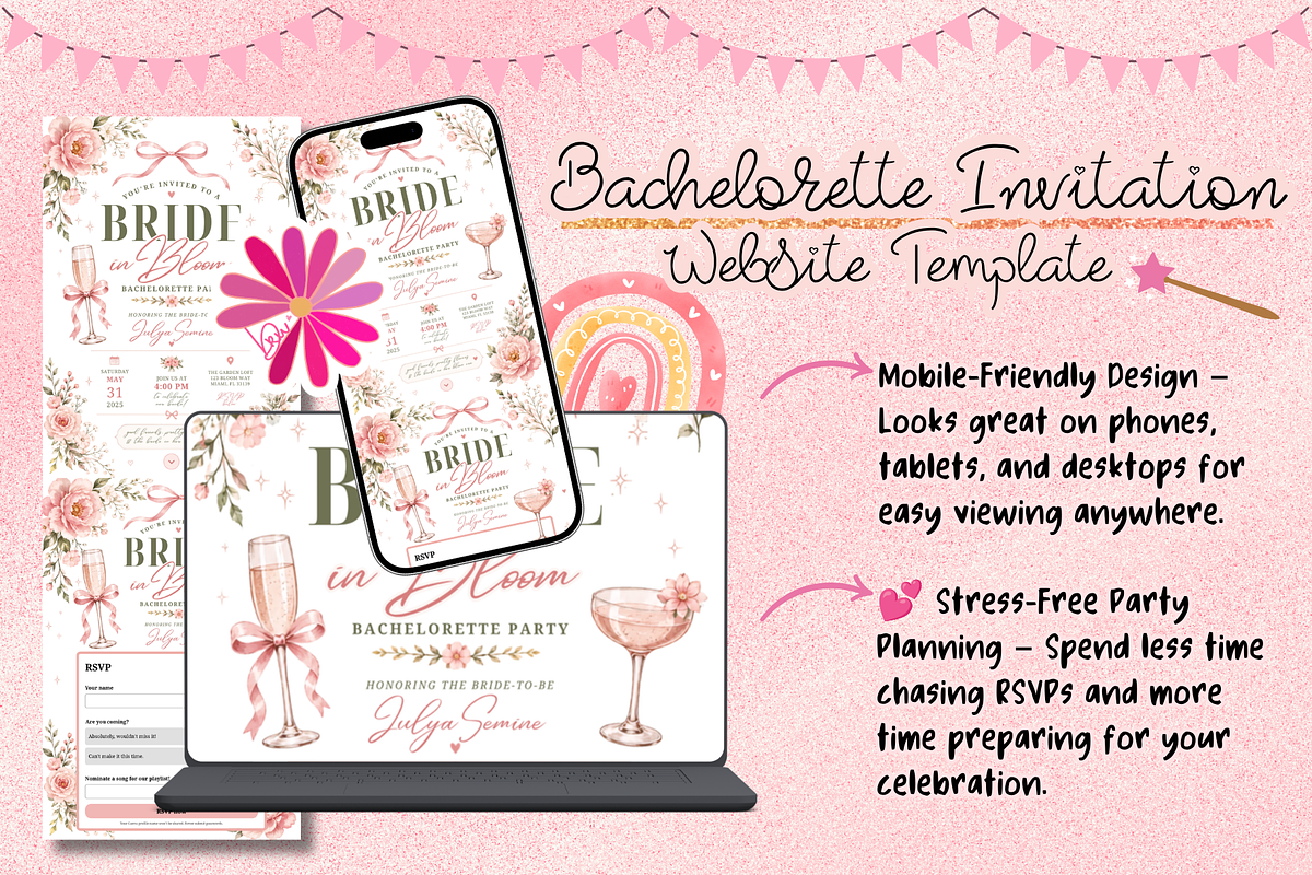 Bride in Bloom Bachelorette RSVP Web, a Social Media Template by bellaROSEworkshop (Photo 5 of 5)