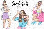 Sweet Girl Clipart Girls, a Person Illustration by GlamArtZhanna (Thumbnail 1 of 4)