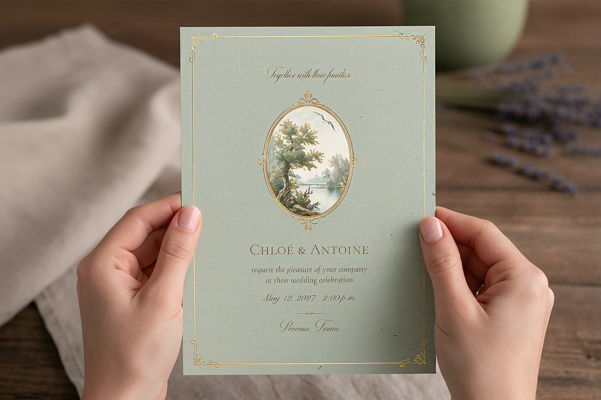 Muted Sage Green Wedding Invitation, an Invitation Template by by creative paper (Photo 5 of 5)