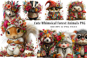 Cute Whimsical Forest Animals PNG, a Seasonal Illustration by CreationArt