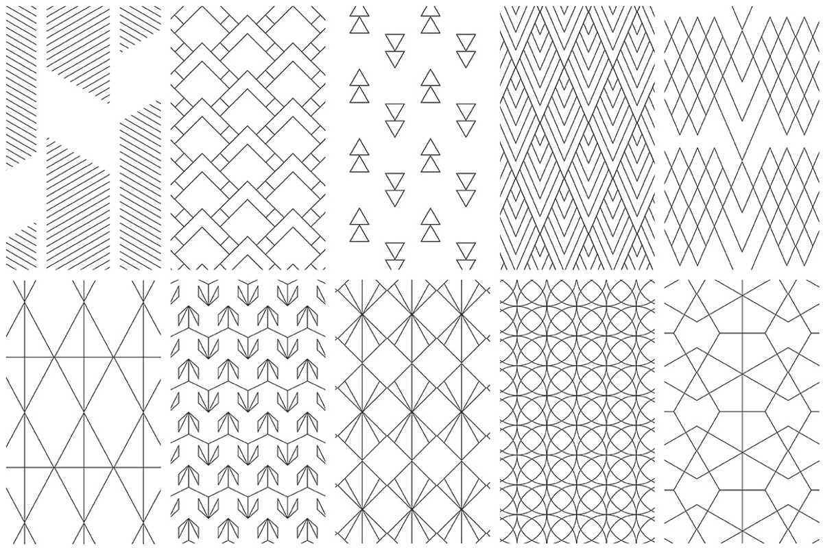 Simple Line Geometric Patterns, a Pattern Graphic by Youandigraphics