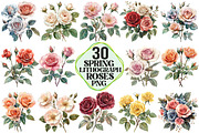 Spring Lithograph Roses Clipart, an Illustration by Pixels.Craft (Thumbnail 1 of 7)