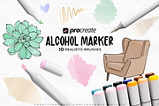 Alcohol Markers Procreate Brushes, a Brush Add-On by LaurenceVArtiste (Thumbnail 1 of 4)