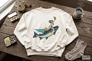Vintage Cowgirl Riding Giant Fish, an Object Graphic by SharpMarketplace (Thumbnail 2 of 4)
