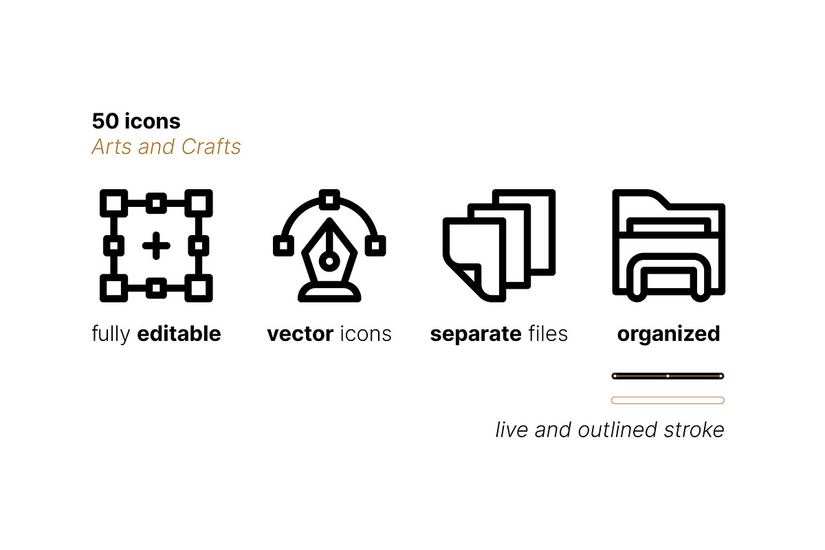 50 Arts and Crafts Icons, an Outline Icon by Side Project (Photo 3 of 7)