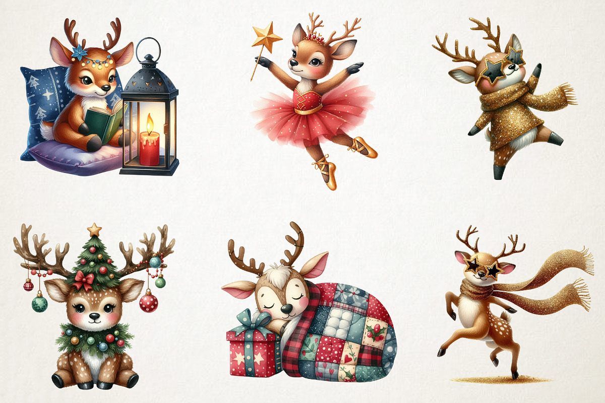 Quirky Christmas Reindeer Clip Art, an Illustration by RobertsArt (Photo 6 of 7)