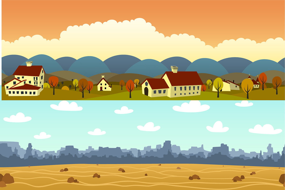 10 seamless cartoon landscapes, an Illustration by SHMEL_Studio (Photo 5 of 5)
