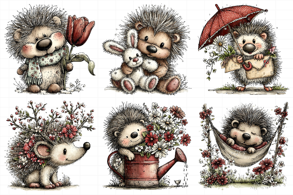 Whimsical Spring Hedgehog Png Clipar, an Illustration by Daily.Designs (Photo 3 of 7)