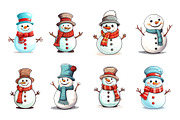 Cartoon Christmas Snowmans. PNG, an Animal Illustration by KENO Mascots (Thumbnail 3 of 8)