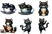 Cat Silhouette Love Coffee Clipart, an Illustration by Libby Wishes (Thumbnail 5 of 12)