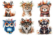 Boho Woodland Animals Watercolor Cli, an Illustration by Watercolor design (Thumbnail 3 of 4)